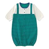 (チャックル) chuckle 重ね着風ボーダー新生児ツーウェイオール【15AW】 グリーン 50-60cm P5108-00-70