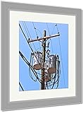 AshleyフレームプリントElectricity Tower Downtown Miami WithケーブルとInsulator、壁アートホーム装飾、ag5623009 35x30 Silver F