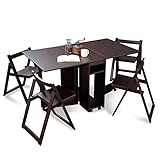 LOWYA （ロウヤ） 【伸縮折畳み式でコンパクトに収納可能】 ダイニングセット ダイニングテーブル 4人掛け オール無垢材 天板下小物収納 ブラウン