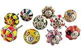 Set of 10 Multicolor hand painted ceramic pumpkin knobs cabinet drawer handles pulls