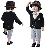 Eiza 男の子 カバーオール ジャケット 風 子供 服 初節句 七五三 結婚式 百日祝い ロンパース e829 (90ｃｍ)