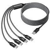 USB Cスプリッターマルチ充電ケーブル、USBCスプリッターマルチ充電器コード、4イン1充電ケーブル 4 Type-Cコネクタ付き iPhone 15 Pro Max/Galaxy/タブレット/Google対応 1パック 5フィート。