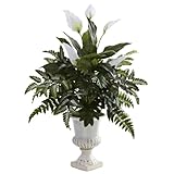 Nearly Natural Mixed Greens & SpathyfillumWith Decorative Urn