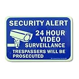 ステッカー セキュリティサインステッカー 「24 HOUR VIDEO」H10×W14.8cm 蓄光タイプ 車用 アメリカ雑貨