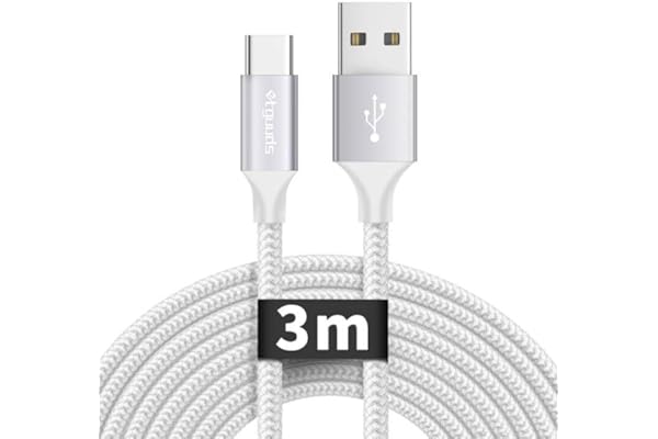 USB Type C ケーブル 3m 白 USB C ケーブル 長い タイプc けーぶる 急速充電 高速データ転送 高耐久 断線防止 iPhone15シリーズ、FireHD 10 8 タブレット、Galaxy、Xperia、XiaomiなどUSB-C機種対応