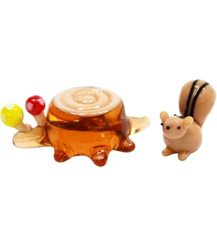 Amazon.co.jp: かわいい リス 手作り ガラス細工 花 リス くん