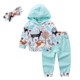 Cutelove　コート+ロングパンツ+ヘッドバンド3点セット　帽子付き　花柄　マッチングしやすい　トップス　長袖　綿　男の子　女の子　ベビー　ボーイズ　ガールズ　赤ちゃん　幼児　ベビー服　秋　可愛い
