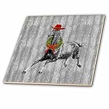 3dローズDoreen Erhardt Western – Western古板テーマワイルドヴィンテージHorse with Holiday Wreath – タイル 8-Inch-Glass ct_