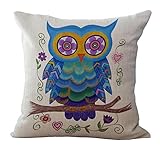 （デマ―クト）De.Markt　ふくろう枕カバー　亜麻枕カバー　44*44cm　芯が含めない