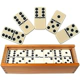 Premium Set of 28 Double Six Dominoes with Wood Case, Brown [並行輸入品]