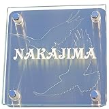 表札　アクアガラス表札　両面彫り　140mm×140mm　ステンレス板付き　ウォーター