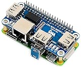 Raspberry Pi 5/4B/3B+/3B/2B/Zero/Pi Zero W/Pi Zero 2W用イーサネット/USBハブハット拡張ボード、RJ45 10/100Mイーサネットポート(RTL8152Bチップベース)と3つのUSBポート、USB2.0/1.1に対応。
