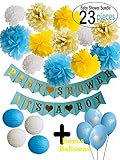 ベビーシャワーの装飾少年バンドル – ブルー、ホワイト新生児少年23ピースパーティSupplies by mspeedy Shop