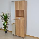 靴箱 幅75 シューズボックス 玄関収納 ミラー付 下駄箱 ハイタイプ LEDライト 姿見 鏡付き下駄箱 AYU-3-287-F (ライトブラウン)