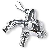 LAPHSODA（ラフソーダ） ２口 蛇口 DIY ツーハンドル 洗濯機 ホース 付け替え 交換 ふた口 じゃぐち シルバー A