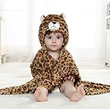 Luk Oil Autumn and Winter Warm Flannel Children's Bath Towel Bathrobe Baby Cloak Cartoon Brown Leopa