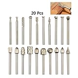 SNHUATONG 20pcs ロータリービットバーセット HSSタングステンカーバイドウッドミリングバー1/8(3mm)シャンク DIY用 木工 彫刻 掘削