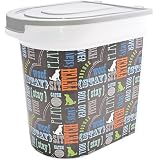 Paw Prints 26 Pound Pet Food Storage Container Word Design Includes 1 Cup Measured Scoop 15.5 x 13.2