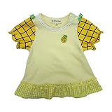 【SiShuNon/シシュノン】フルーツ袖フリル付Tシャツ ベビー服 子供服 女の子 フルーツ 袖 フリル 半袖Tシャツ 90 6 イエロー