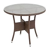 人工ラタンテーブル 単品 ウォールナット 丸テーブル 強化ガラス 籐 家具 ファニチャー インテリア おしゃれ リビング table 机 南国 アジアン バリ風 リゾート ホテル ベランダ バルコニー テラス 庭 ガーデン rattan59