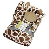 Relief and trust 赤ちゃん タオル ベビー 毛布 タオル こども ポンチョ アニマル かわいい キュート さらさら ふわふわ フード付き (きりん)
