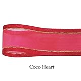 ~Coco Heart~　ゴールドエッジリボン　レッド　１ｍ単位　 (リース・プリザ・ドライフラワー）