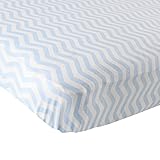 Luvable Friends Fitted Knit Cotton Crib Sheet, Blue Chevron by Luvable Friends