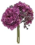 エルアーツ 造花 グリッターローズミックスブーケ 全長20cm・花径8.5cm ラベンダー E3703-14