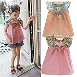 即納(韓国スタイル子供服) キッズ服　女の子Ｔシャツ 子供 Ｔシャツ キッズＴシャツ 可愛スタイルカットソーフリル袖 リボンデザイン全2色 orange,140cm