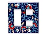 【有田焼】染錦芙蓉絵(5穴-A)コンセントカバー(左3穴/右2穴)