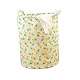 コットン折りたたみ式防水Laundry Hamper Bucket with LidフルーツデザインストレージDirty Clothes Toys for Kids