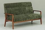 レトロモダン 布張り製 幅100cm 2人掛けソファ グリーン