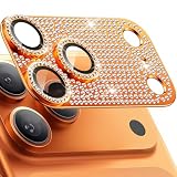 Jurqqer いfor iphone 17 Pro カメラ保護 全面保護 9Hサファイアガラス＆航空用アルミ合金製 防指紋 高透過率防傷 耐衝撃 露出オーバー防止 - for iPhone 17 Pro専用 きらめくオレンジ