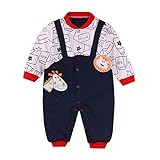 エルフ ベビー(Fairy Baby)ベビーカバーオールロンパース 長袖 前開き 春秋 出産祝い 紺色 3M