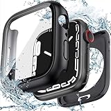 TALENANA for Apple Watchケース 45mm 44mm 41mm 40mm 【3 in 1防水設計】 アップルウォッチ液晶保護フィルム+防水保護ケース+背面ケースの3 in 1デザイン Series 8/7/6/SE/5/4高タッチ感度 PC素材 全面保護 防傷 衝撃吸収 (Series6/SE/5/4,44mm,ブラック)