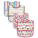 Luvable Friends Water Resistant Bibs with Crumb Catcher Pocket, Pink, 4-Count by Luvable Friends [並行