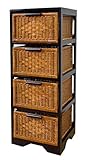 大竹産業 チェスト ブラック 40×35×95cm 籐 天然ラタン製 天然木 マホガニーチェスト 4段 OT-4