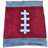 Cozy Wozy Football Themed Minky Baby Blanket, Crimson Red/Gray, 30" x 36" [並行輸入品]