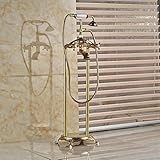 Finish Floor Mount Telephone Style Bathtub Mixer Faucet Freestanding Clawfoot Tub Fiiler w/ Handshow