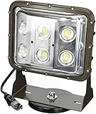 Magnetic Mount 60 Watt Low Profile LED Flood Light - Glare Shield - 10' Cord - 120-277V AC(-Pigtail)