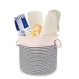 Folding Landryバッグ、Collapsible Laundryコンテナ、コットンリネンストレージビン服バスケットタオルオーガナイザーソーターホーム組織ソリューション ブルー JKDFEIR