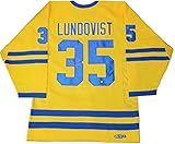 NHL New York Rangers Henrik Lundqvist署名イエローチームスウェーデンHockey Jersey
