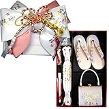 七五三 正絹刺繍結び帯はこせこセット 3サイズ6色/L(7歳用21cm) 白