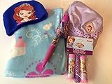 Disney Sofia the First Blanket Gift Bundle Fuzzy Cap Baseball Hat Skipping Rope Giant Writing Pen [並