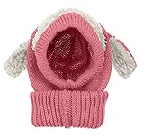 Plus Nao(プラスナオ) 子供用アニマルフードのニット帽耳付き ネックウォーマー一体型 ヒツジ耳 ニットキャップ スヌード キッズ ベビーか F ピンク