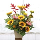 山久 ひまわりとヘルコニアの大ぶりな夏のアレンジ 1703-9319 【CT触媒加工】【シルクフラワー】【造花】