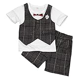 (アイム)iiniim　ボーイズ　ベビー服　チェックシャツ　紳士　蝶ネクタイ　チェック柄　Tシャツ+ショーツ　フォーマル　子供服　正式　パーティー　結婚式　２点セット 2点セット タグ：130 推薦年