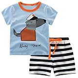 Ckupai子供服 幼児服 キッズ服 パジャマスーツ 綿 半袖Tシャツ 半ズボン上下セット 子犬 2-8歳 90 cm