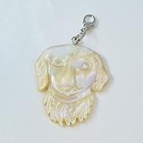 犬 ペット チャーム ゴールデンレトリバー 顔 夜光貝