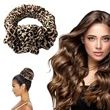 ヒートレス ヘアカーラー ヒートレス カール シュシュ スリープ ヘアタイ ロングヘア オーバーナイト ヘアシュ レイジーヘアローラー ヒートレスカーリングで眠る ロブヘッドバンド ソフトポニーテール ヘアバンド (ヒョウ)